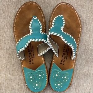 Stephen Bonanno Palm Beach leather sandal flip flops in an emerald blue
